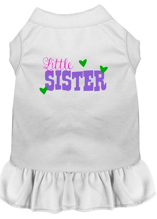 Little Sister Screen Print Dog Dress White XXXL